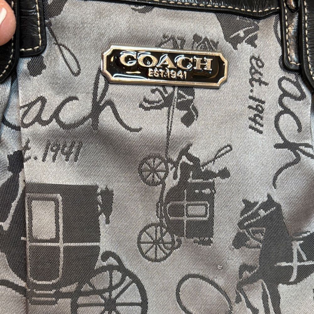 Coach Bag Purse Handbag Horse Carriage Signature Gray Silver EW Tote Pocketbook - Picture 16 of 16